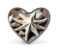Heart Beach Seashell Starfish Brooch Classic Mini Pin 1 Inch Aluminum Alloy Lapel Pin Personalized Button Badge for Backpack Hat Suit Jacket Clothing Decoration