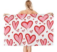 Heart Beach Towels for Adults Extra Large 100x200 cm, Woman Microfibre Beach Towel, Quick Dry Lightweight, for Bath, Gym, Travel, Yoga, Swimming, Camping A-4758