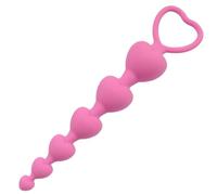 Heart Beads Soft Anal Plug Anus Anal Beads Big Balls Silicone G-Spot Stimulating Butt Plugs Adult Sex Couple Sexy Anal Toys for Men Women Couples Pink 18 Cm