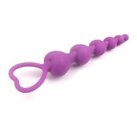 Heart Beads Soft Silicone Anal Plug Anal Beads Anal Toys Sex Toy Big Balls G-Spot Stimulating Butt Plugs Couple Sexy 6 Balls Anal Chain for Men Women Couple Purple 18.5Cm