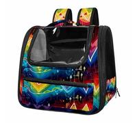 Heart Beat Colorful Pattern Breathable Cat Carrier Backpack - Lightweight Pet Travel Bag for Kitties, Small Dogs & Puppies | Airline-Approved, Anti-Escape Design