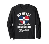 Heart Beats for Dominican Republic Proud Dominicans Latin Long Sleeve T-Shirt