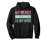 Heart Belongs To My Kids Mom Dad Funny Parents Parenting Pullover Hoodie