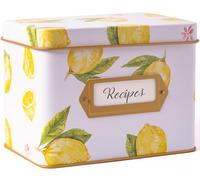 HEART & BERRY Lemon Recipe Box with 24 4x6 Recipe Cards and 12 Dividers - Recipe Cards and Box Set - Recipe Tin for 4 X 6 Inches Recipe Cards