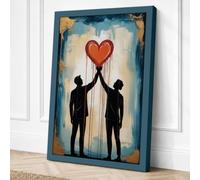 Heart Between Two Canvas Wall Art Print 24x16 Inch