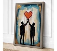 Heart Between Two Canvas Wall Art Print 30x20 Inch
