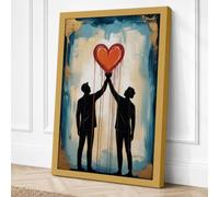 Heart Between Two Canvas Wall Art Print 36x24 Inch