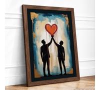 Heart Between Two Framed Wall Art Print A1 Walnut
