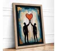 Heart Between Two Framed Wall Art Print A2 Oak