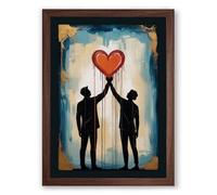 Heart Between Two Modern Framed Wall Art Print A1 (84.1×59.4cm) Walnut, Wall Decor for Living Room, Bedroom, Office & Home, Ready to Hang, Art Gift