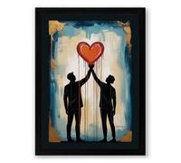 Heart Between Two Modern Framed Wall Art Print A2 (59.4×42cm) Black, Wall Decor for Living Room, Bedroom, Office & Home, Ready to Hang, Art Gift