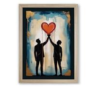Heart Between Two Modern Framed Wall Art Print A2 (59.4×42cm) Oak, Wall Decor for Living Room, Bedroom, Office & Home, Ready to Hang, Art Gift