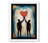 Heart Between Two Modern Framed Wall Art Print A4 (29.7×21cm) White, Wall Decor for Living Room, Bedroom, Office & Home, Ready to Hang, Art Gift