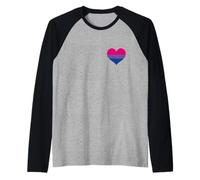 Heart Bi Heart Homo Bisexual Love LGBTQIA Bisexuality Raglan Baseball Tee
