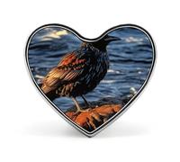 Heart Bird by Stone Brooch Classic Mini Pin 1 Inch Aluminum Alloy Lapel Pin Personalized Button Badge for Backpack Hat Suit Jacket Clothing Decoration