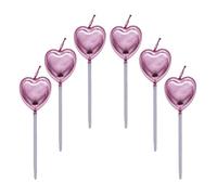 Heart Birthday Candles,6 Pcs Metallic Exquisite Cake Candles for Birthday Wedding Party Cupcakes Topper Decorations Anniversary Valentines Day,Rose Gold