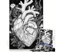 Heart Black And White Jigsaw for Teenagers1000 Pieces Focus Skill Smooth Cut Fun Hobby (38x26cm)