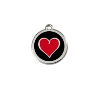 Red Dingo Dog Collar Tag Heart Red Black 20 mm