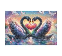 Heart Black Swans 1000 Pieces Premium Jigsaw Puzzle Cliff Nest Forest Adult Jigsaws Educational Challenge Mental Exercise Winter Gift Precision Cut Board 1000 PCS