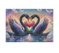 Heart Black Swans 300 Pc Classic Jigsaw Puzzle Cliff Nest Forest Puzzle for Adults Hard Challenging Hobby Home Decor Poster Recycled Material 300 PCS