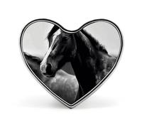 Heart Black White Horses Brooch Classic Mini Pin 1 Inch Aluminum Alloy Lapel Pin Personalized Button Badge for Backpack Hat Suit Jacket Clothing Decoration