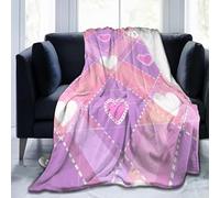 Heart Blanket 70 x 100 cm Pink and Purple Flannel Fluffy Fleece Blankets for Kids, Soft Lightweight Warm Throw Blanket for Bed Sofa and Couch A-2754