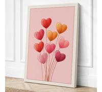 Heart Bloom Bouquet Romantic Canvas Wall Art Print 24x16 Inch