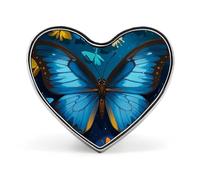Heart Blue Butterfly Pattern Brooch Classic Mini Pin 1 Inch Aluminum Alloy Lapel Pin Personalized Button Badge for Backpack Hat Suit Jacket Clothing Decoration
