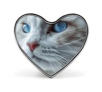 Heart Blue Eyes Cat Brooch Classic Mini Pin 1 Inch Aluminum Alloy Lapel Pin Personalized Button Badge for Backpack Hat Suit Jacket Clothing Decoration