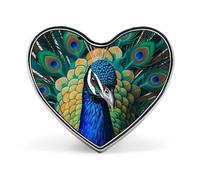 Heart Blue Peacock Brooch Classic Mini Pin 1 Inch Aluminum Alloy Lapel Pin Personalized Button Badge for Backpack Hat Suit Jacket Clothing Decoration