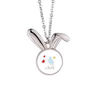 Heart Blue Popsicle Sweet Ice Rabbit Necklace Pendant Bunny Animal Jewelry Gift
