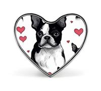 Heart Boston Terrier Heart Dog Brooch Classic Mini Pin 1 Inch Aluminum Alloy Lapel Pin Personalized Button Badge for Backpack Hat Suit Jacket Clothing Decoration
