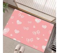 Heart Bow Door Mats 60 X 90 Cm, Washable Indoor Doormat Tpr Non-Slip, Dirt Trapper Front Door Mat Inside, Modern Simplicity Super Absorbent Entrance Rug For Entryway, Pets And Dogs - Pink