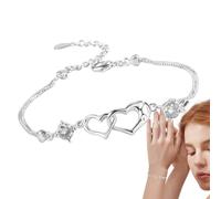 Heart Bracelet - Aesthetic Double Heart Bracelet | Romantic Stylish Bangle Jewelry For Girlfriend Bridesmaid Bride Grandma Friend Wedding Valentine's