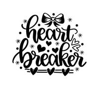 Heart Breaker be Mine Love Heart Valentines Day Holiday Wall Stickers 41x48.1cm Window Decals Black