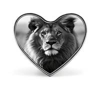 Heart Brooch Exquisite African Lion Black And White Pin Cute Heart Badge Fashion Shiny Brooch Aluminum Alloy Love Hearts Shaped Pin for Shirt Clothing Bag Decoration Gift
