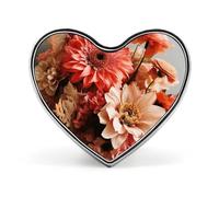 Heart Brooch Pin, Butterflies Narcissus Flowers Printed Wedding Party Clothes Jewelry Accessories Badge for Backpacks,Valentine Pin