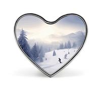 Heart Brooch Pin, Polar Bear Printed Wedding Party Clothes Jewelry Accessories Badge for Backpacks，Valentine Pin