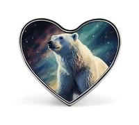 Heart Brooch Pin, Polar Bear Printed Wedding Party Clothes Jewelry Accessories Badge for Backpacks，Valentine Pin