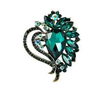 Heart Brooches for Women Elegant Red Love-Heart Crystal Brooch Pin for Love Wedding Art Deco Birthday Anniversary, M, Metal, cubic zirconia