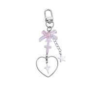 Heart Butterfly Bowknot Pendant Phone Charm Hanging Rope Phone Strap Bag Decoration Lanyards Keychain Accessories, cloth/feather, No Gemstone