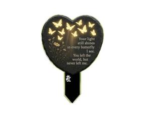 Heart Butterfly Grave Marker, 2D Acrylic Memorial Garden Stake with Floral & Butterfly Design, Cemetery Ornament for Outdoor, Lawn, Backyard, Remembrance of Loved Ones Grave Ornaments