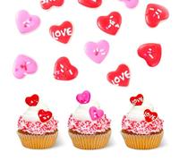 Heart Cake Decorations Edible Valentines Cupcake Toppers, Edible Royal Icing Decorations for Valentines Wedding Girl Party Food Decor, 36 pcs