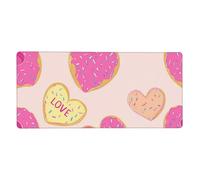 Heart Cake Mouse Mat Pink Donut Gaming Mouse Pad with Stitched Edges Non-Slip Large Desk Mat for PC Laptop Office Home Gamer 900x400x3mm Keyboard Mousepad
