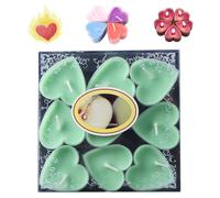 Heart Candle, 2025 New Heart Shaped Candle, Natural No Smell Tealight Candles, Romantic Luxury Tea Candle Set of 3.5-4 Hour Burn Time, Great for Valentine's Day, Birthday (Green,1 Box)