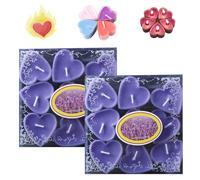 Heart Candle, 2025 New Heart Shaped Candle, Natural No Smell Tealight Candles, Romantic Luxury Tea Candle Set of 3.5-4 Hour Burn Time, Great for Valentine's Day (2 Box,Purple)