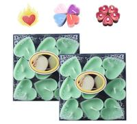 Heart Candle, 2025 New Heart Shaped Candle, Natural No Smell Tealight Candles, Romantic Luxury Tea Candle Set of 3.5-4 Hour Burn Time, Great for Valentine's Day (2 Box,Green)
