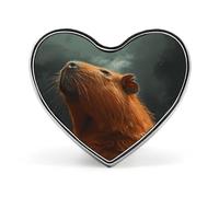 Heart Capybara with Eyes Closed Brooch Classic Mini Pin 1 Inch Aluminum Alloy Lapel Pin Personalized Button Badge for Backpack Hat Suit Jacket Clothing Decoration