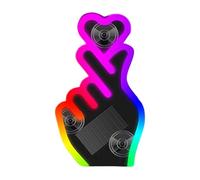 Heart Car Light, Suction Cup Wireless Lamp, 11x6.5cm, Gesture Design Solar LED, Automotive Window Ornament, Creative Dashboard Decor, For Vehicles Triangle Window Decoration