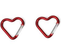 Heart Carabiner Clip, 2Pcs Red Heart Shape Carabiners Keychain Clips, Snap Hook Key Ring for Camping Accessories, Backpack Water Bottle Aluminum Alloy Accessory and Keychain Carabiners